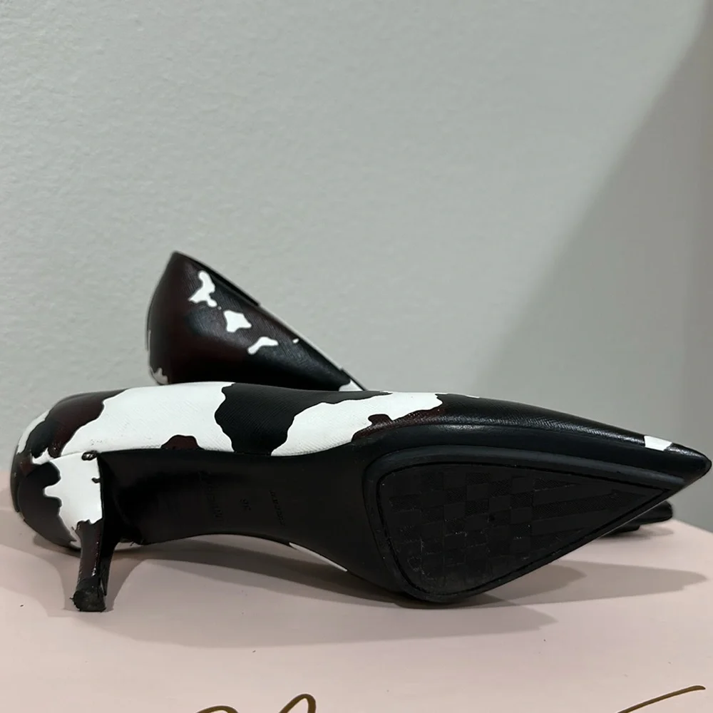 BURBERRY aubri animal print pumps heels pointed toe cow printed authentic - Picture 3 of 7